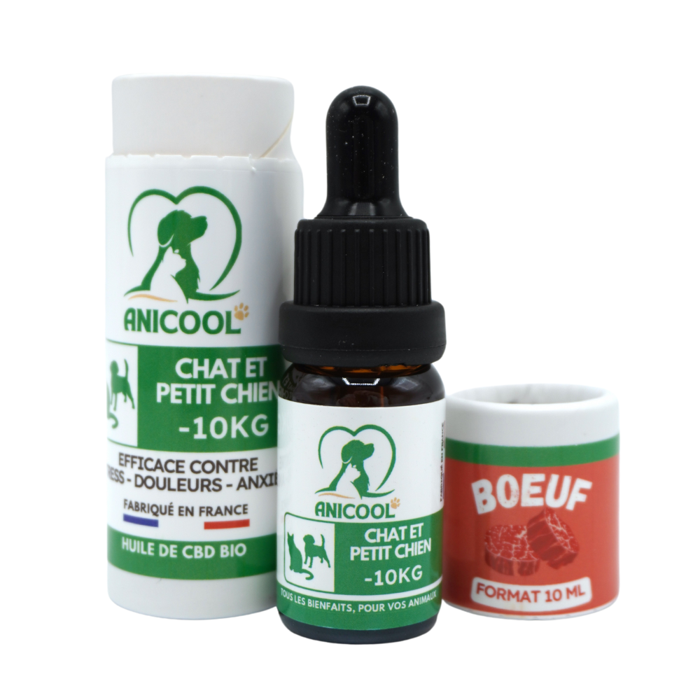 Huile ANICOOL pour animaux au CBD Spectre Large 1,5% - Saveur boeuf 10 ml